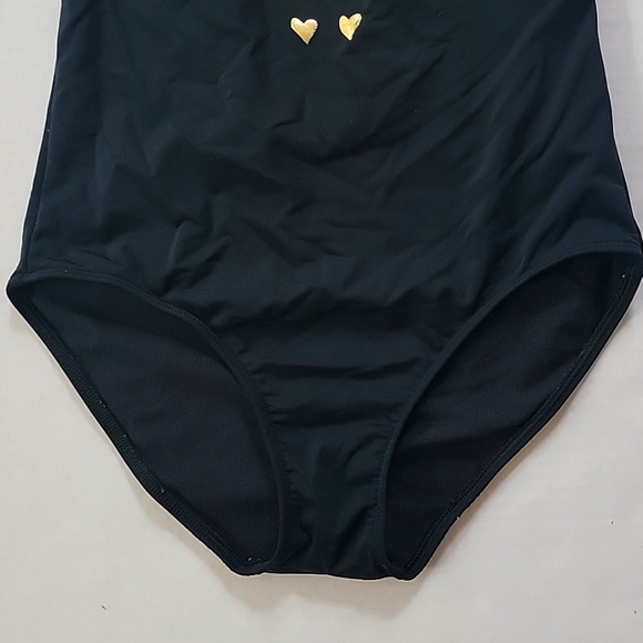 Abercrombie Swim Medium Women's One Piece Swimsuit Gold Hearts Black - Picture 3 of 6